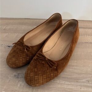 Bottega Veneta Vintage  Intrecciato Suede Bow Flats Women’s Size 6.5